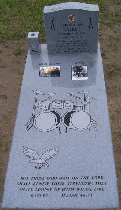 Georgia Gray Granite Memorial Ledger and Headstone with Drum and Eagle Emblems